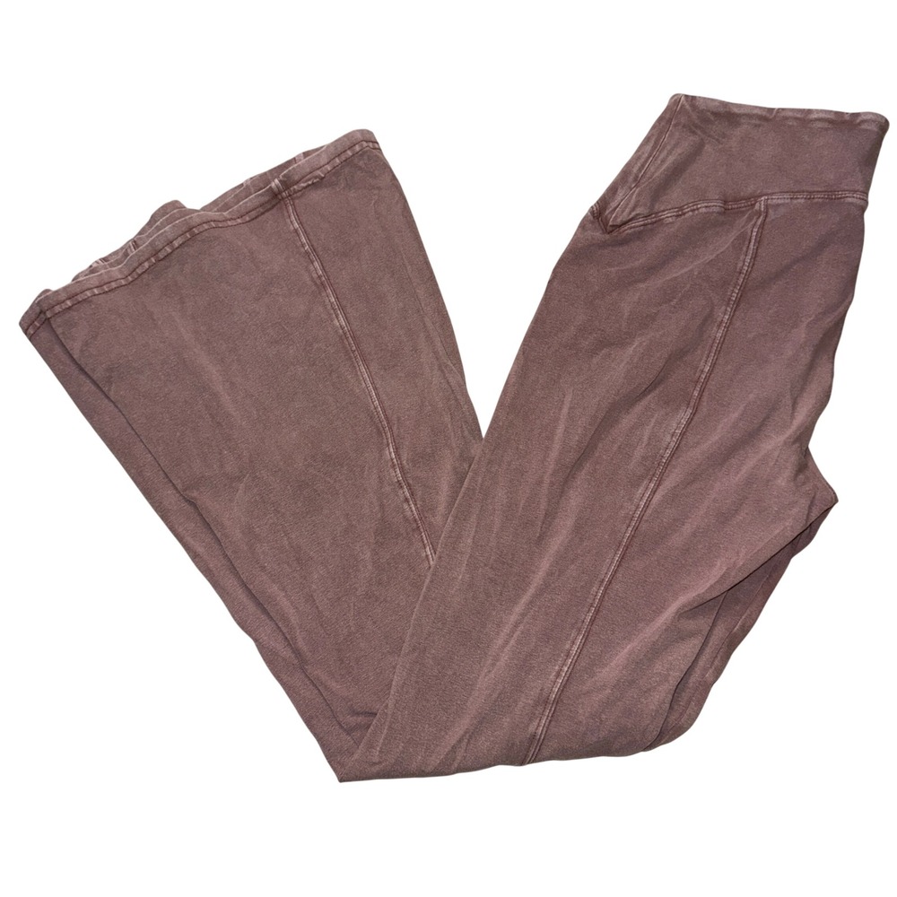Out From Under urban outfitters Flare Leggings M Mauve Mineral Wash High Waisted - Picture 4 of 4